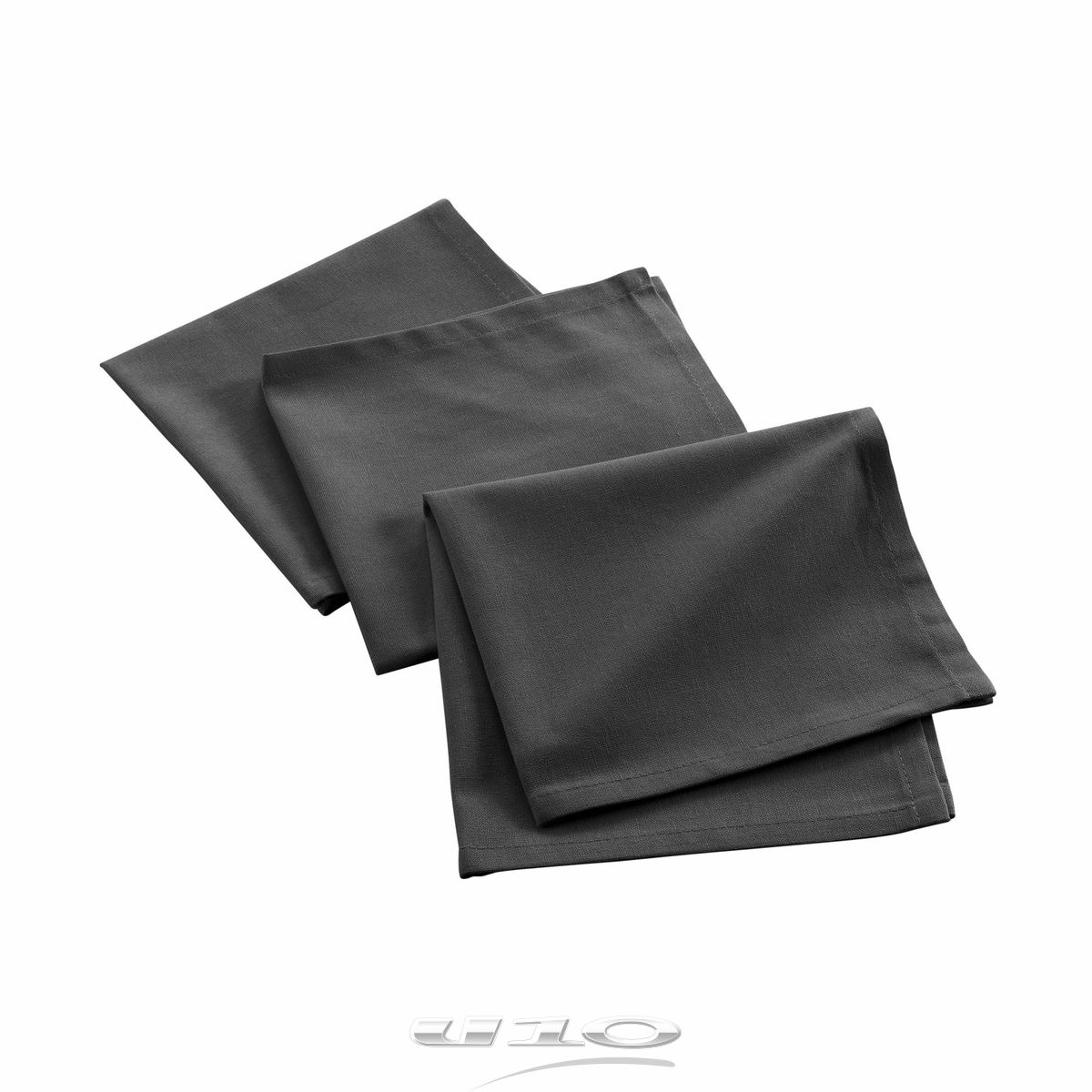 3 serviettes de table 40 x 40 cm coton recyclé uni mistral anthracite