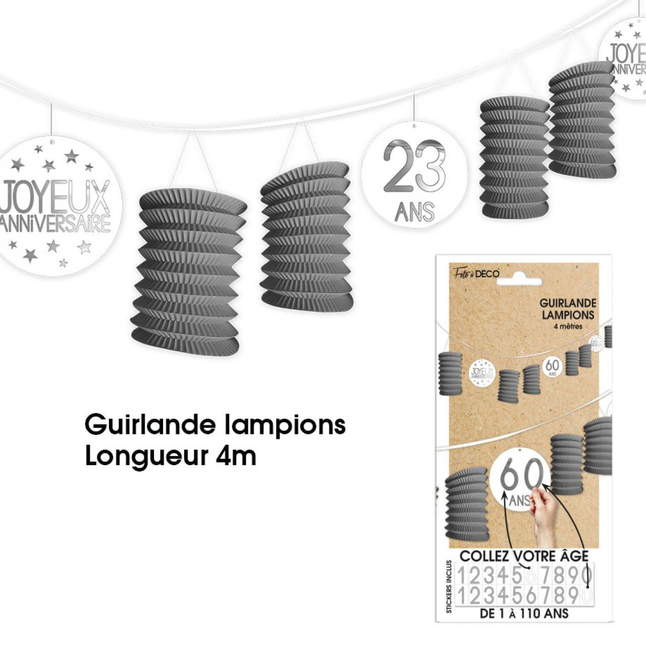 Guirlande lampions tous âges grise
