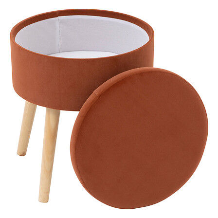 Miniature : Tabouret coffre Tess velours ambre