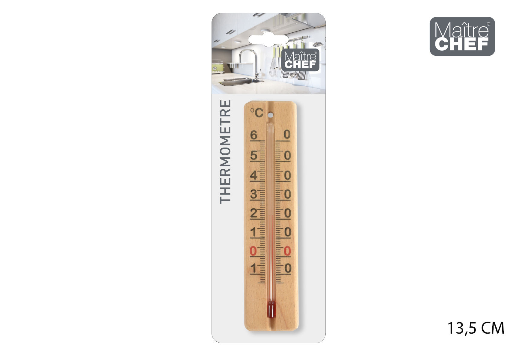 Thermomètre bois 13.5cm