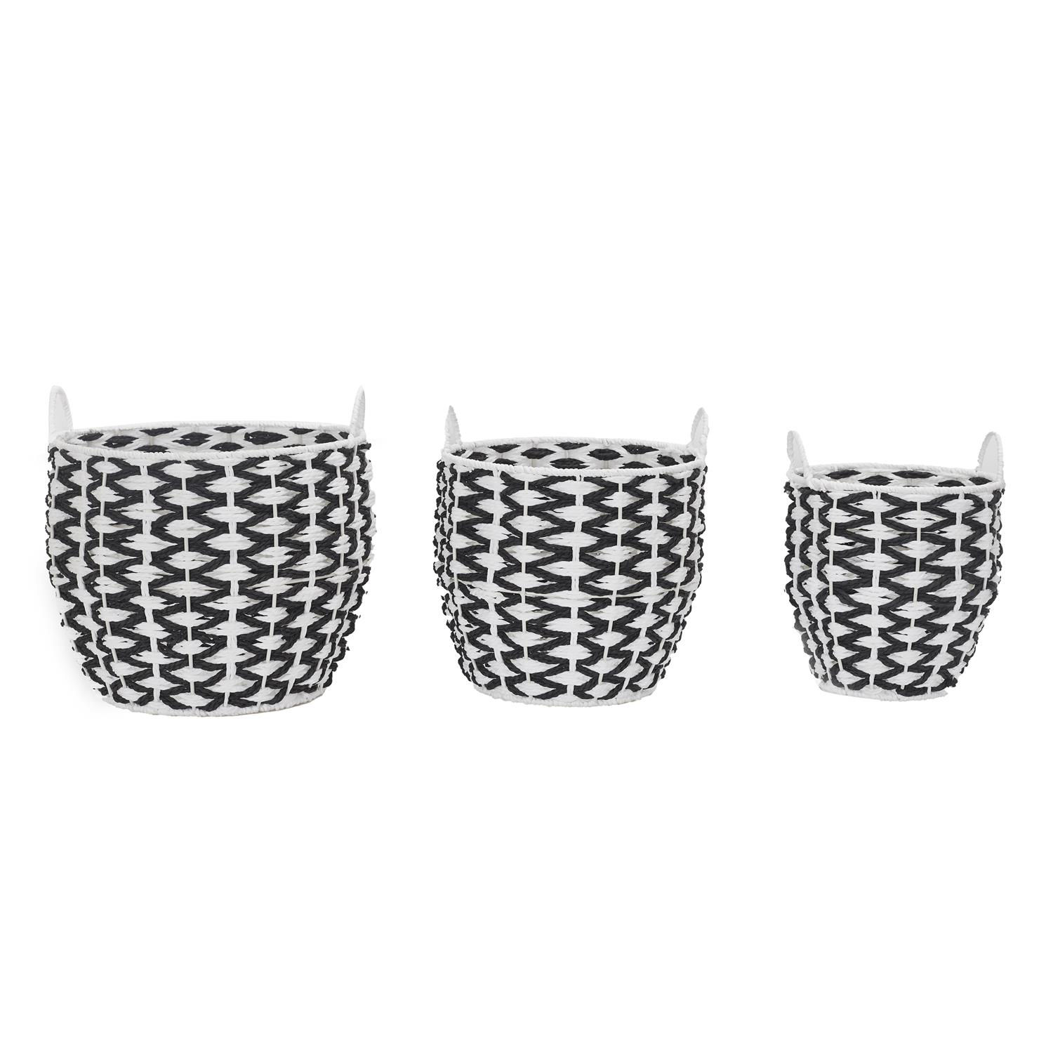 Panier de rangement tressé bicolore x3