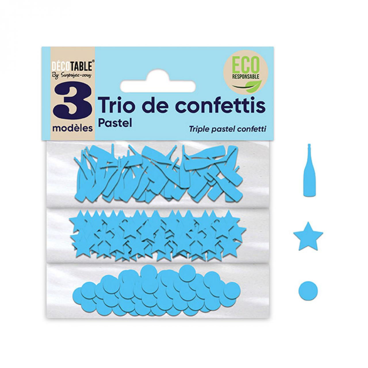 Trio de confettis bleu