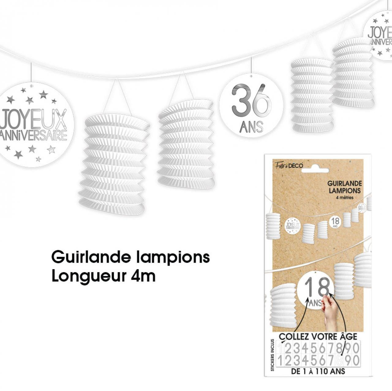 Guirlande lampions tous ages blanc