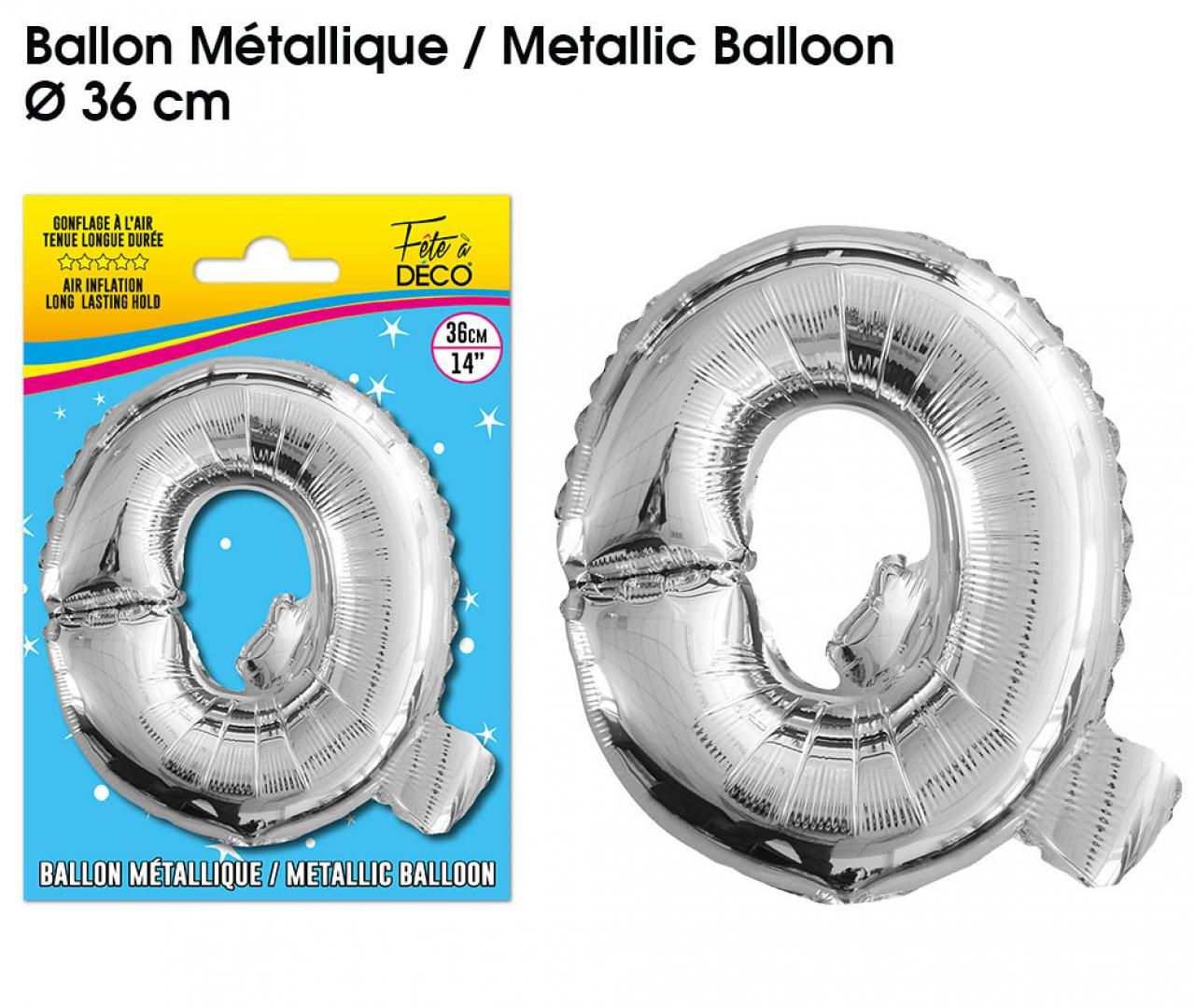 Ballon metallique argent lettre Q