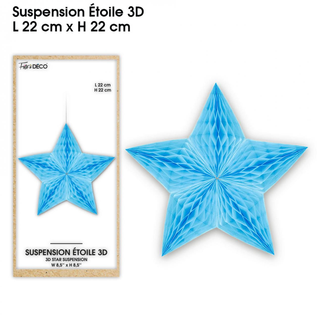 Suspension etoile 3d bleue