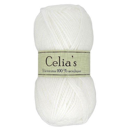 Fil à tricoter 50gr celia's - 100% acrylique blanc