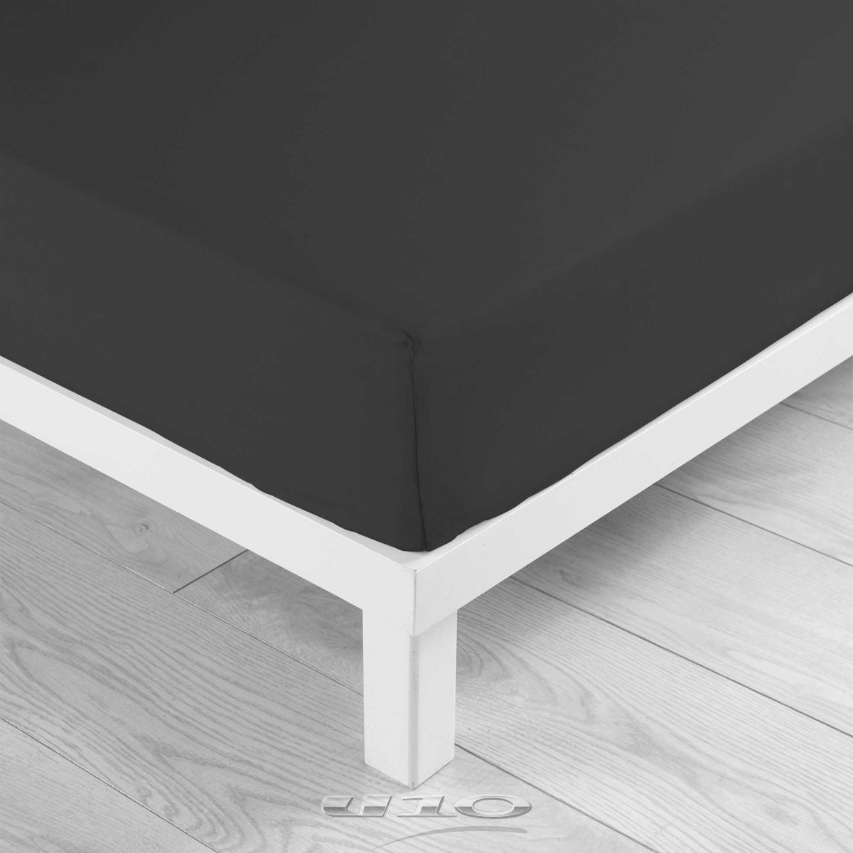 Drap housse 2 personnes 140 x 190 cm uni 57 fils lina noir