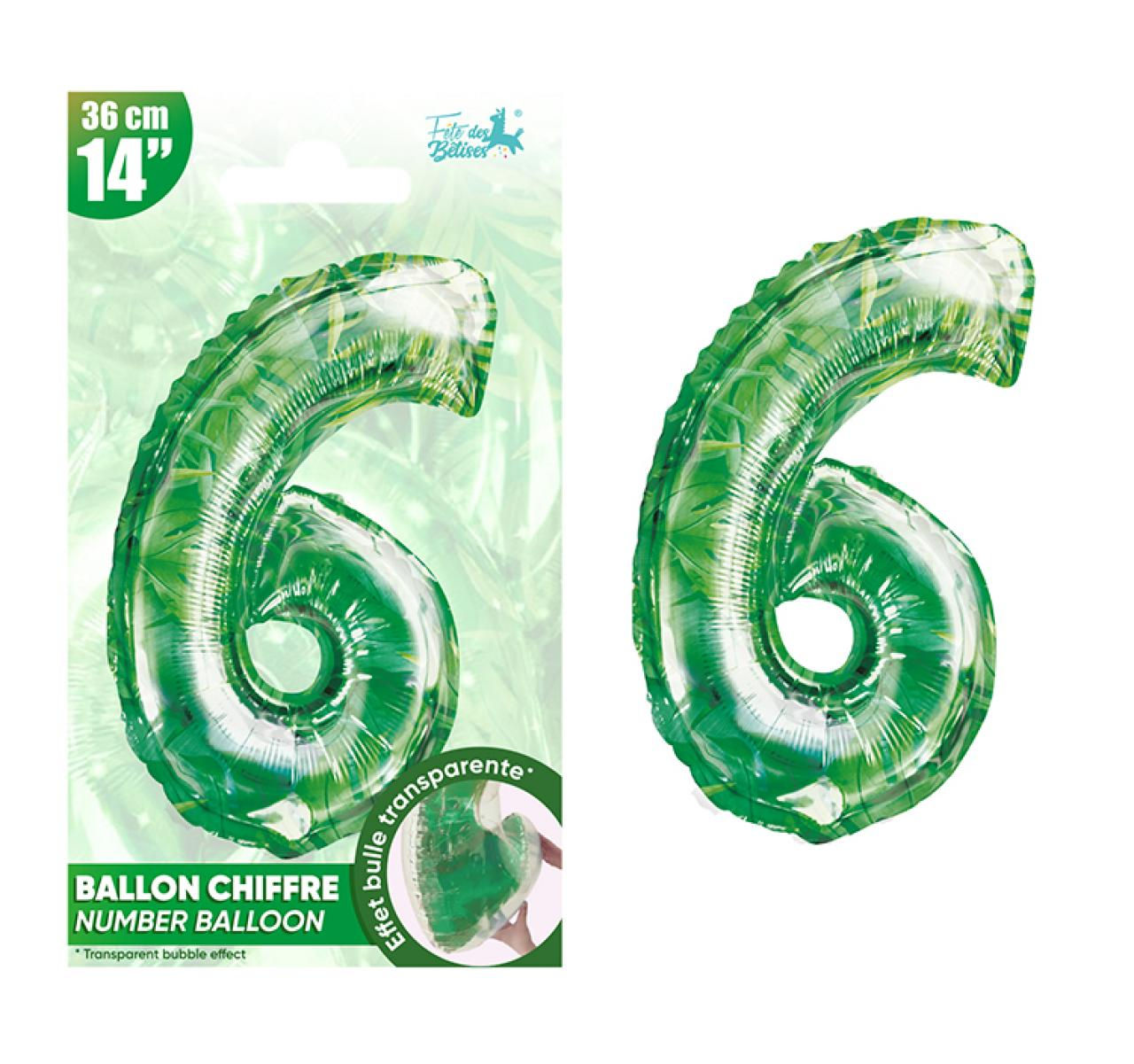 Ballon metallique jungle chiffre 6