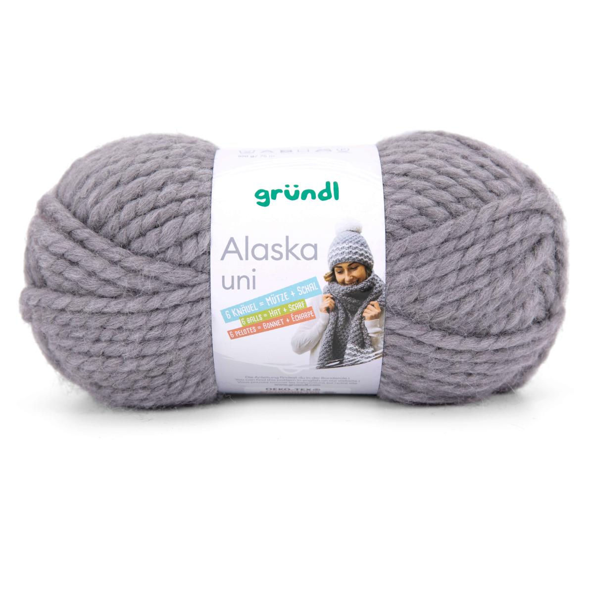 Fil à tricoter Grundl Alaska uni 80 % acrylique 20 % laine 09 gris