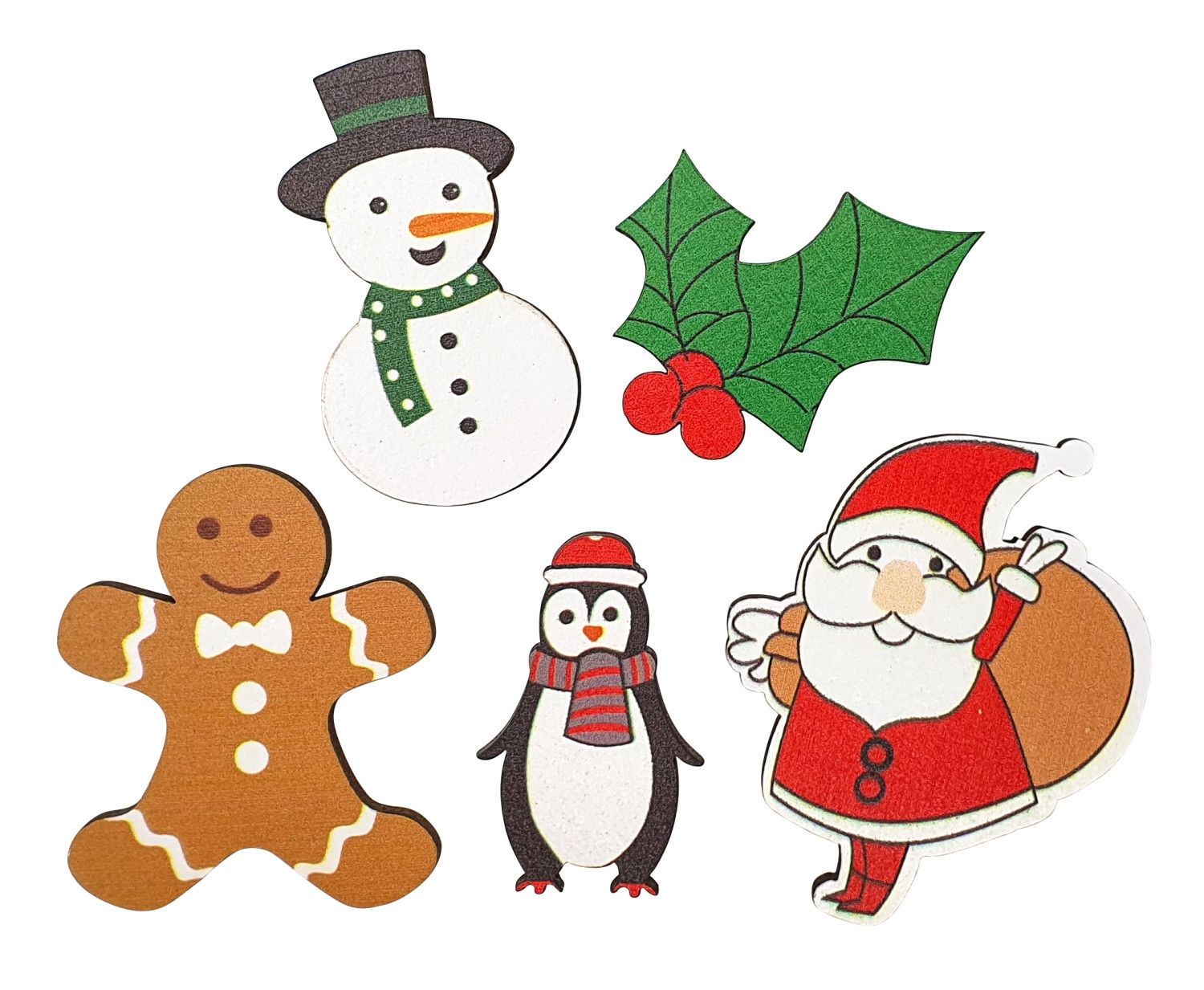 Embellissements Noël, motifs Personnages, de 2 à 3,5cm x 10 pcs