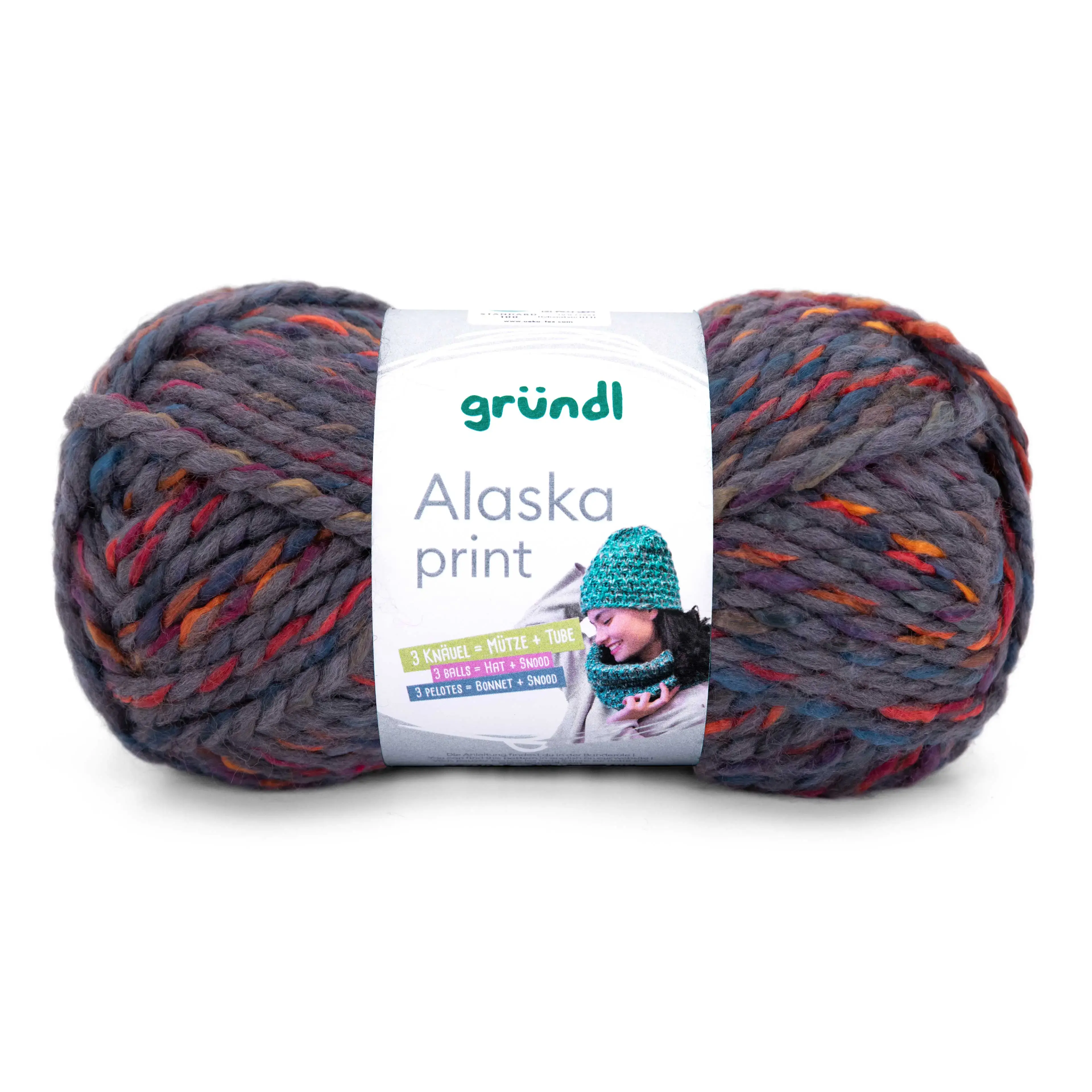 Fil à tricoter Alaska print Grundl 80 % acrylique 20 % laine 11 gris jaspe