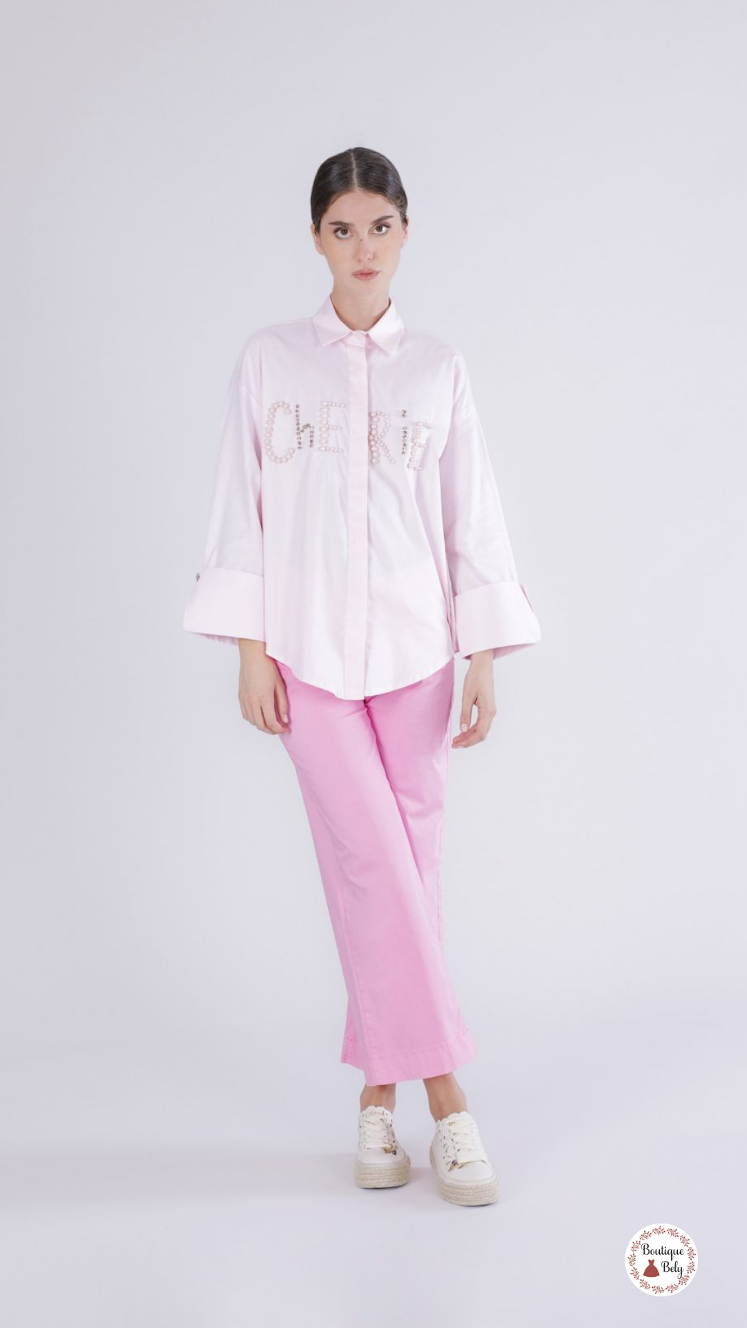 CAMISA OXFORD BORDADO PINK CAFÈNOIR