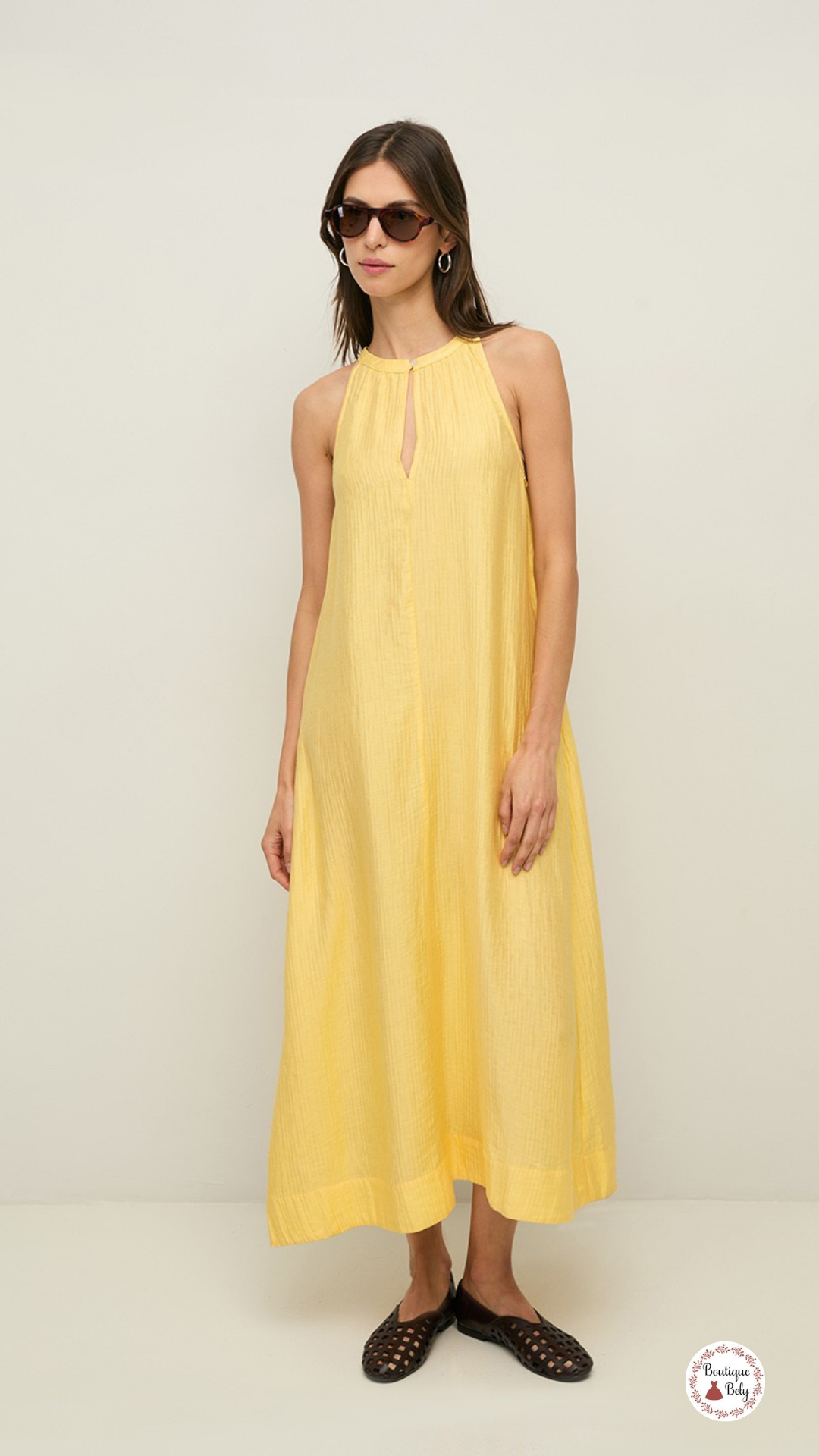 VESTIDO LARGO FRUNCIDO YERSE