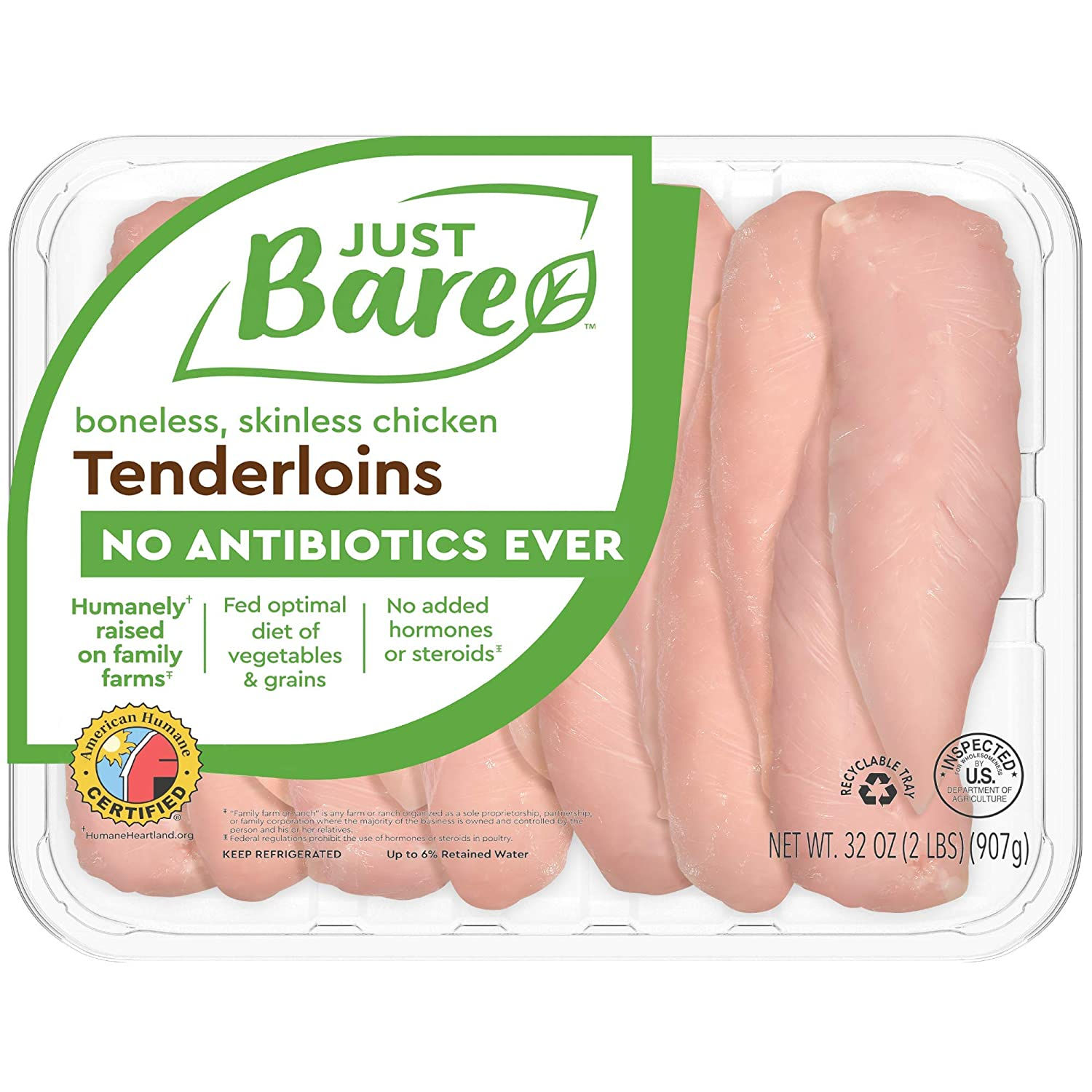 Just BARE Natural Fresh Chicken Tenders | Family Pack | Antibiotic Free | Bonele