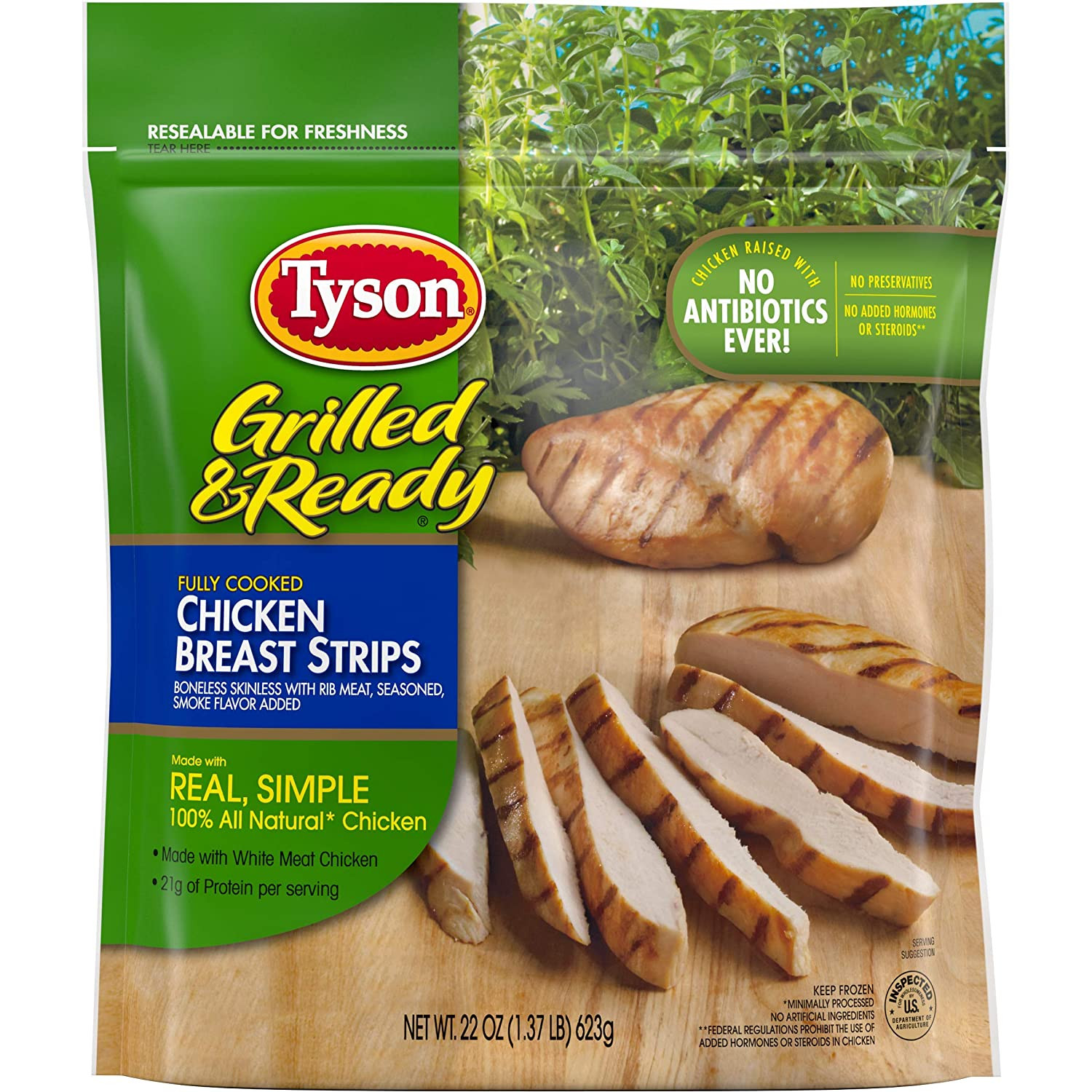 Tyson Grilled & Ready Chicken Breast Strips, 22 oz (Frozen)