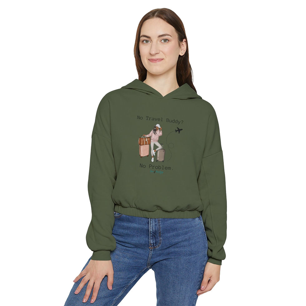 Thumbnail: Women's Cinched Bottom Hoodie - No Travel Buddy? No Problem. (Dark Skin Tone)