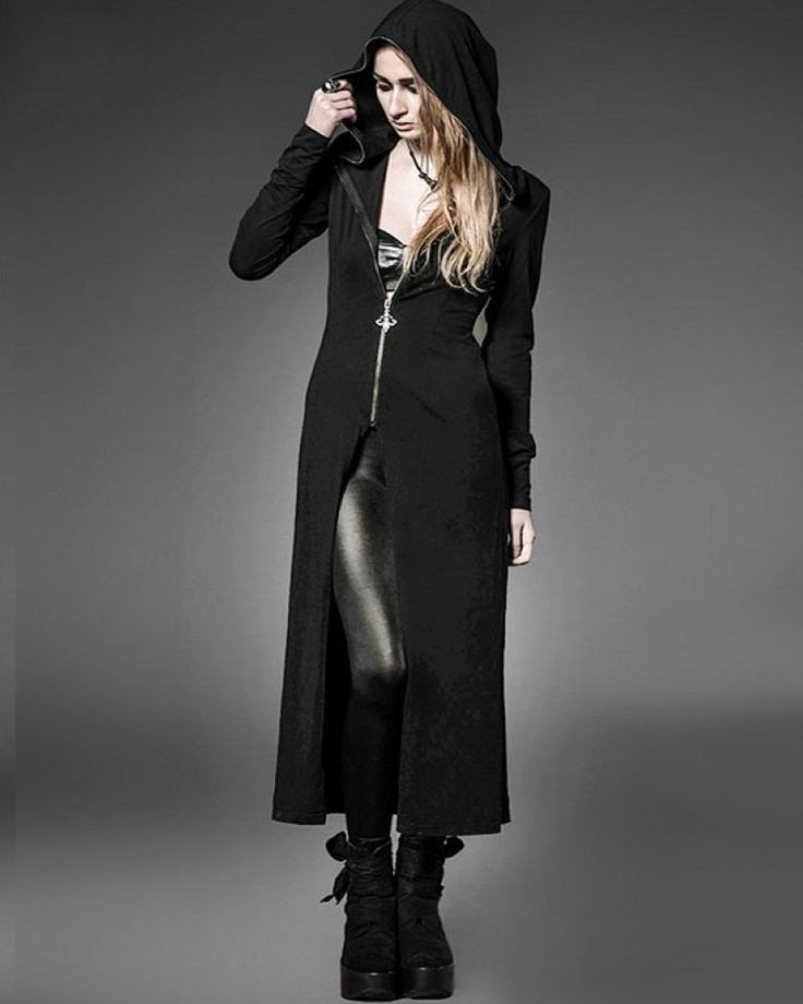 Punk Rave Long Black Tristania Hooded Coat