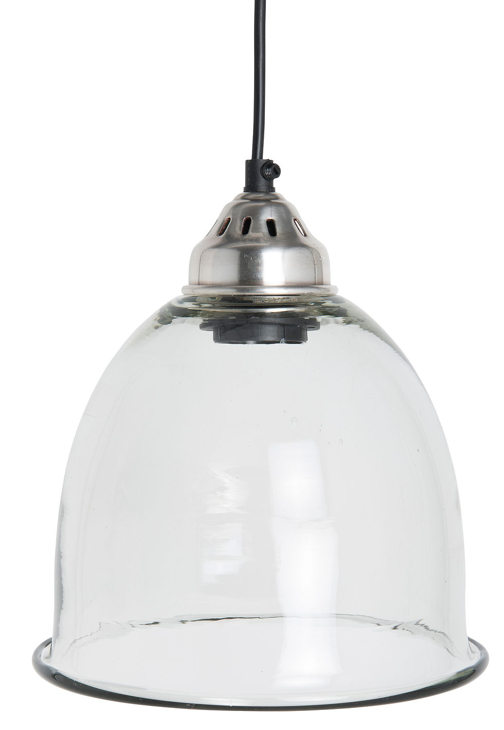 Lampe suspension en verre indus cordon plastique noir