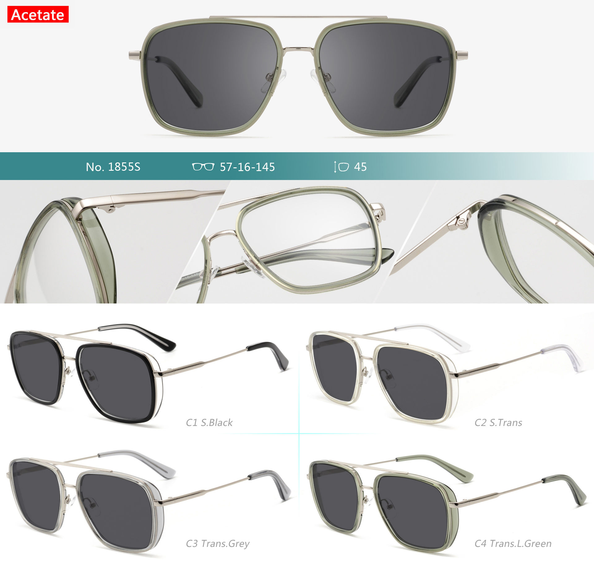 Acetate Sunglasses : Model No. 1855S