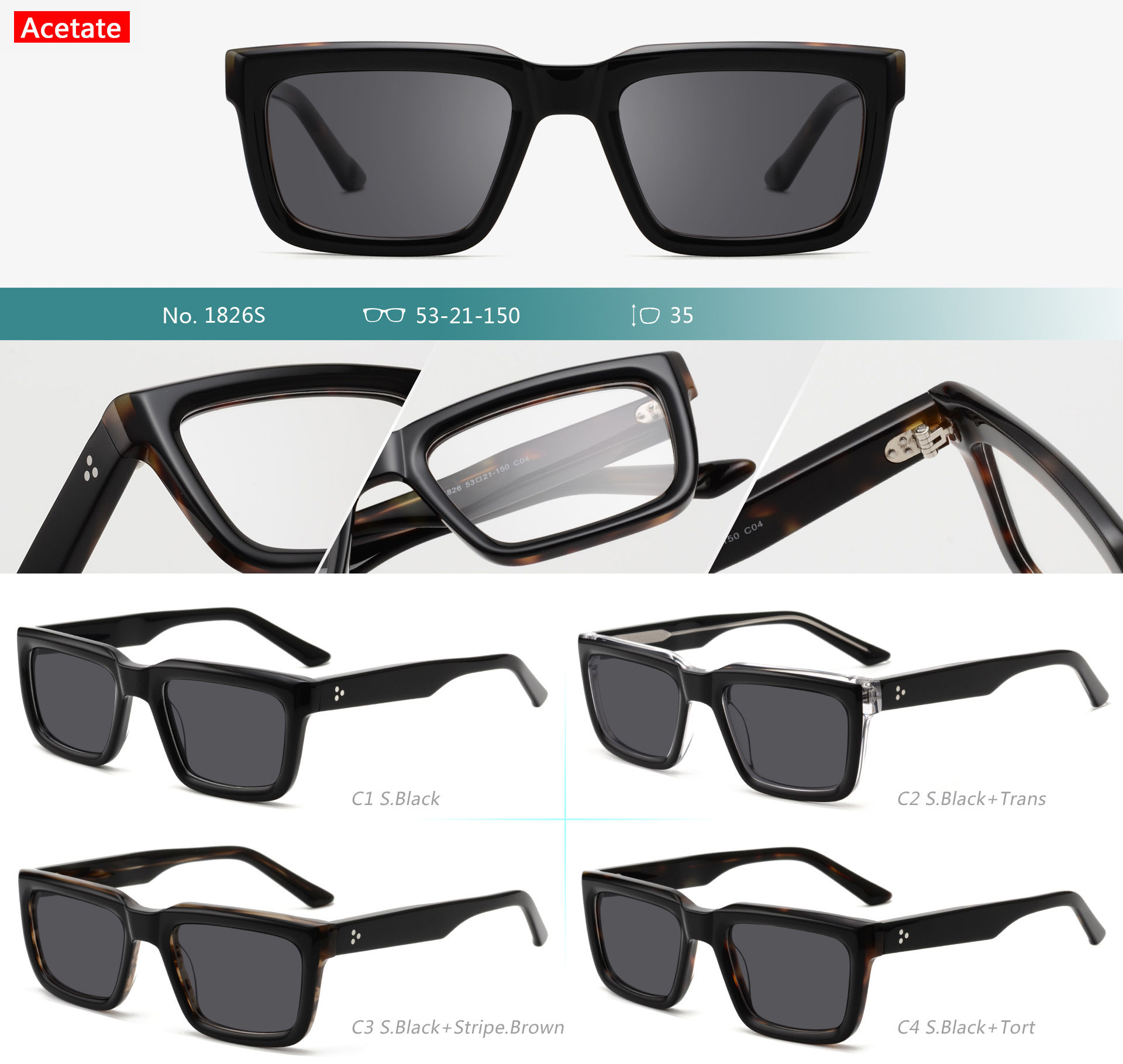 Acetate Sunglasses : Model No. 1826S