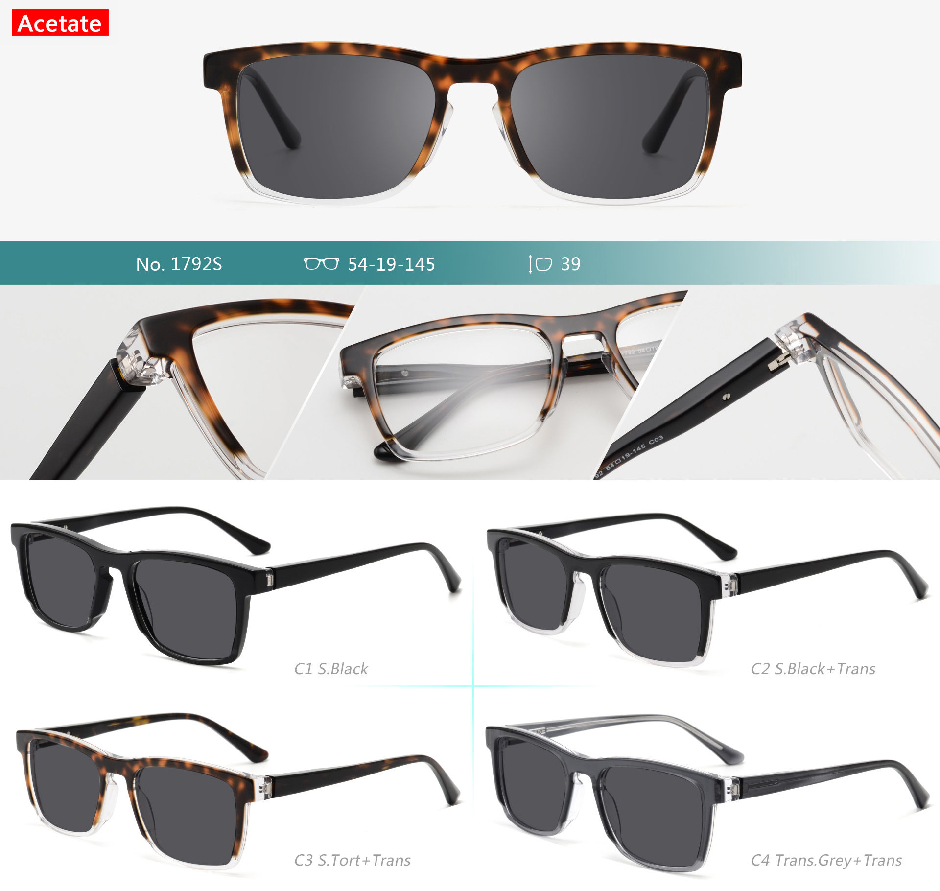 Acetate Sunglasses : Model No. 1792S
