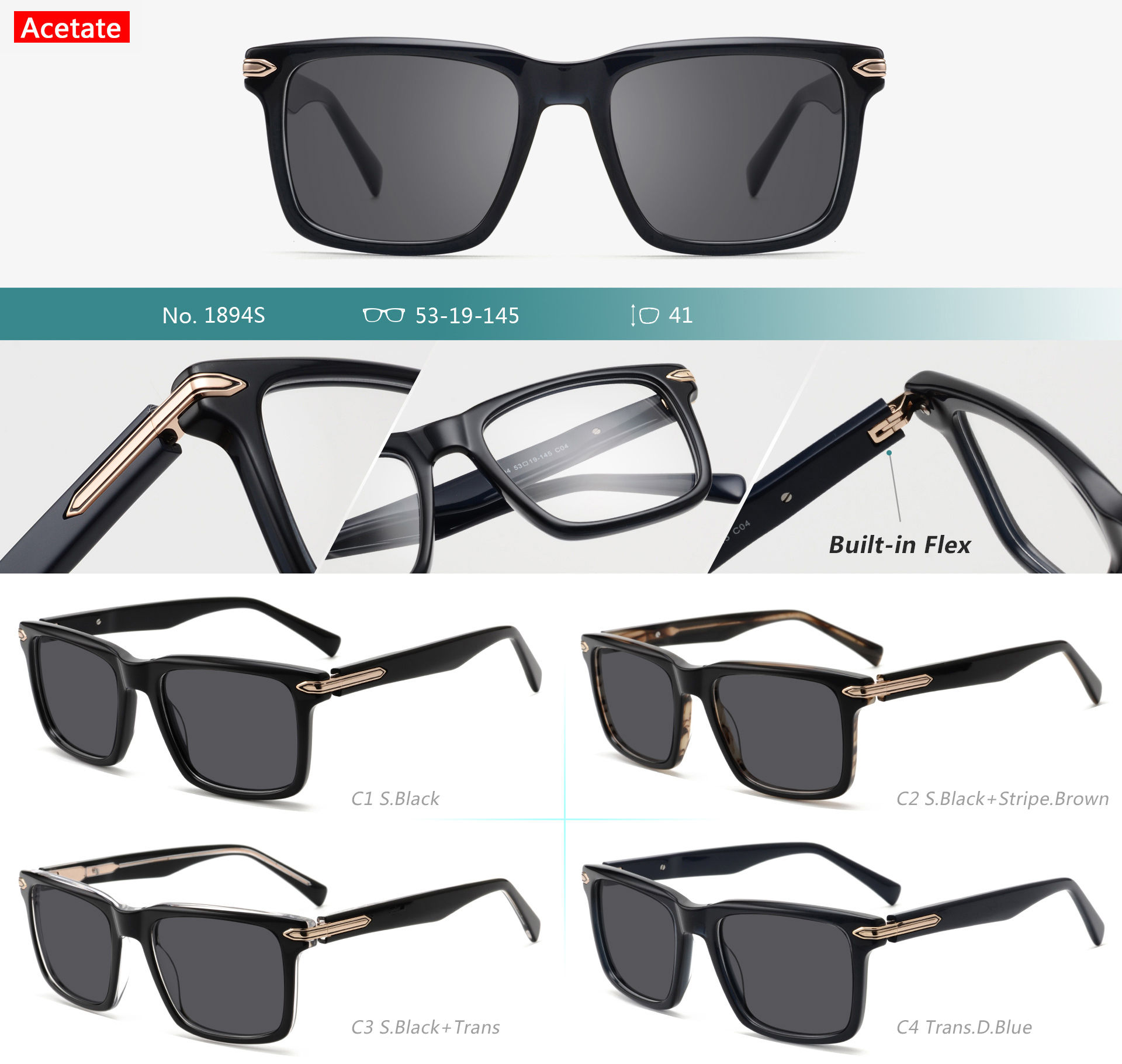 Acetate Sunglasses : Model No. 1894S