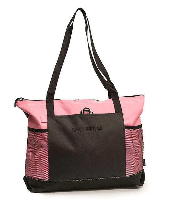 COVET DANCE - BALLERINA EMBROIDERED PINK TOTE