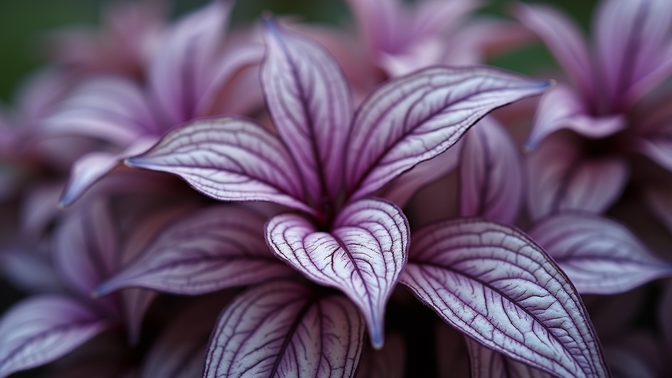 Close-up view of Tradescantia Zebrina leaves showing purple and silver stripes