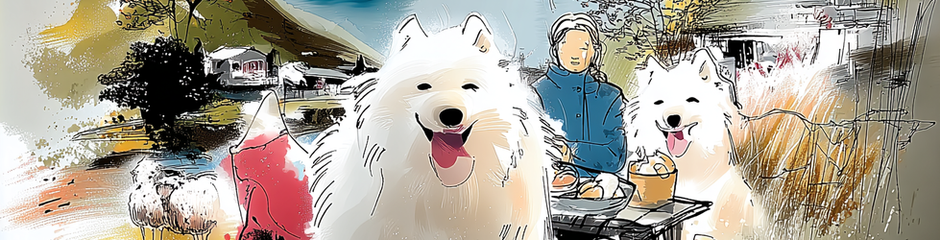 Coco and Fluffy having a picnic