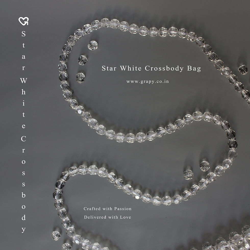 Thumbnail: Star White Crossbody Bag - A beaded bag made in India by Grapy