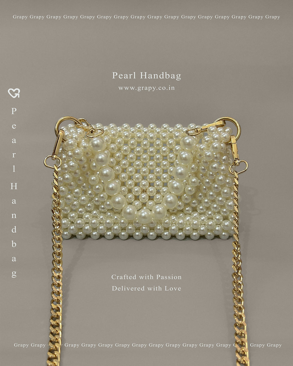 Thumbnail: Pearl Handbag - A beaded bag or pearl bag made in India by Grapy