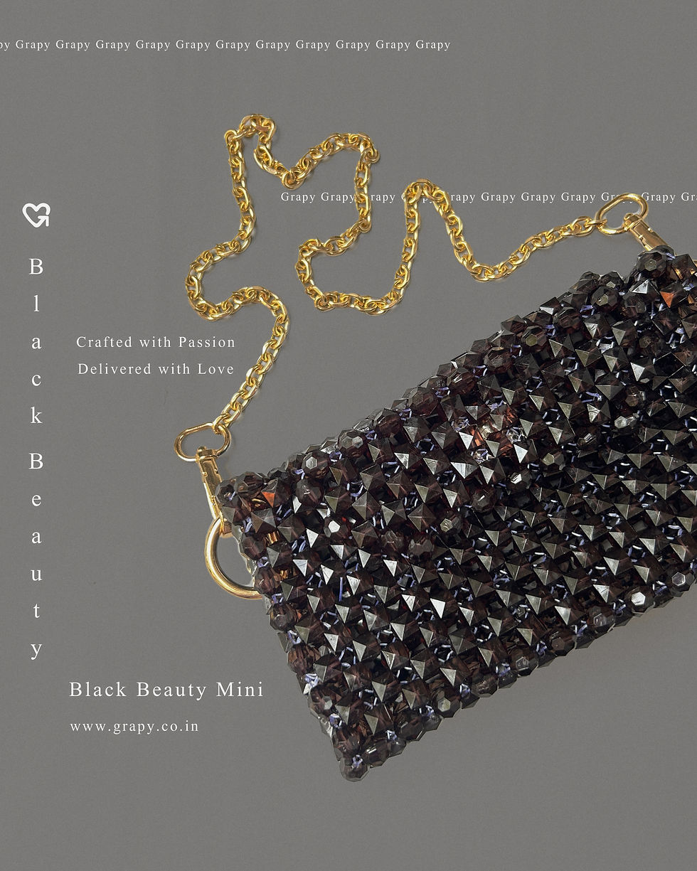 Thumbnail: Black Beauty Mini - a beaded bag made in India by Grapy