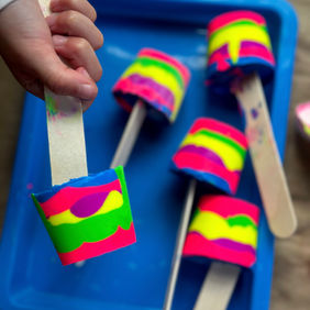 Neon Paint Pops: How to Make Frozen Paint Sticks