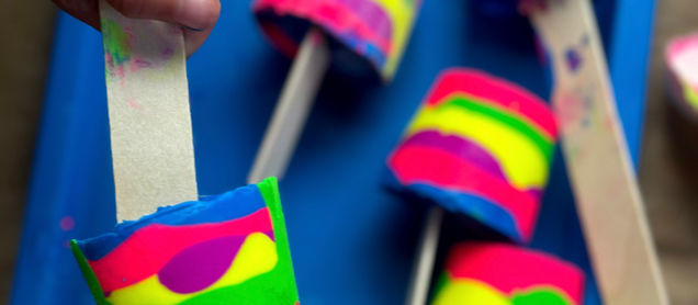 Neon Paint Pops: How to Make Frozen Paint Sticks