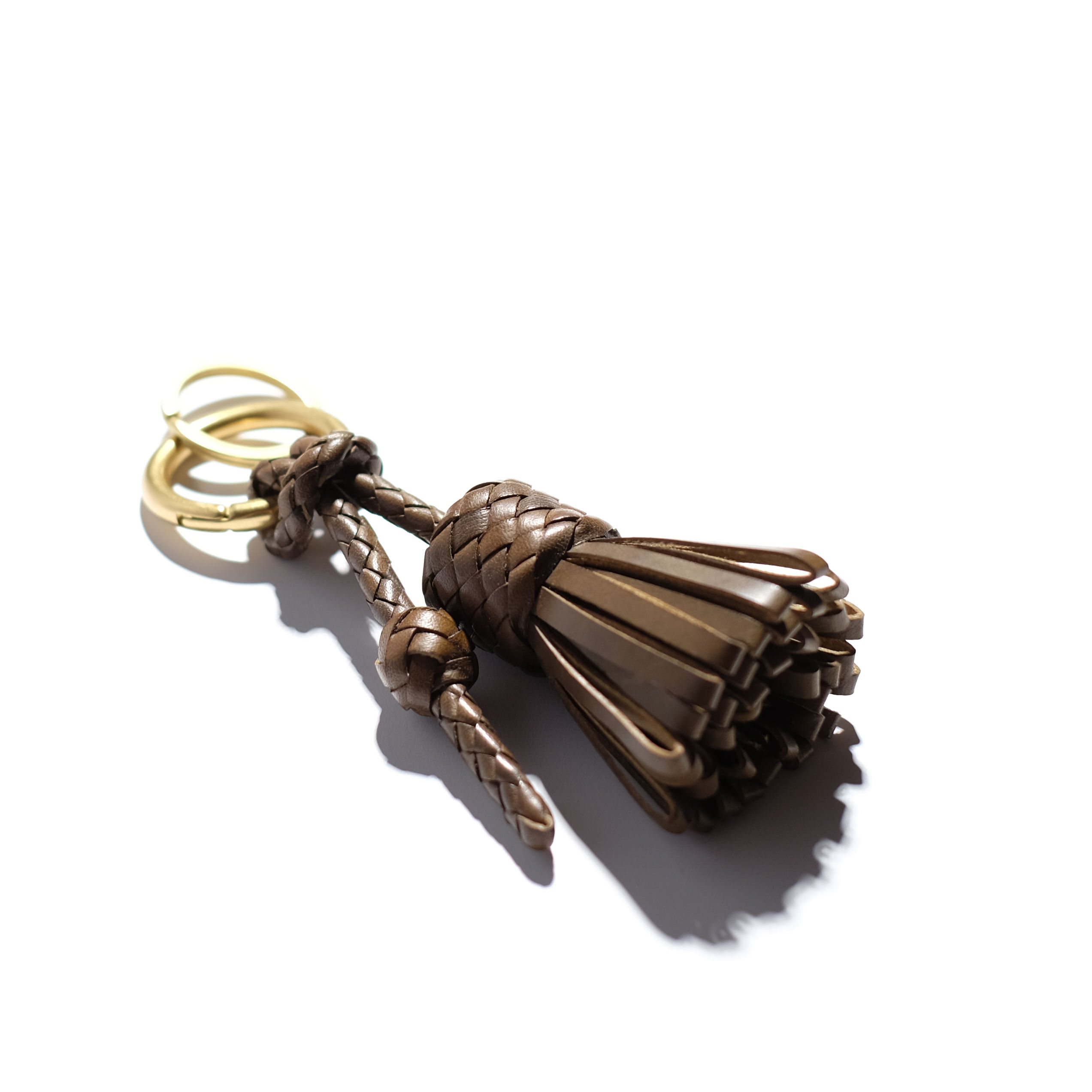 Porte-clés | Cuir tressé rond | Pompon