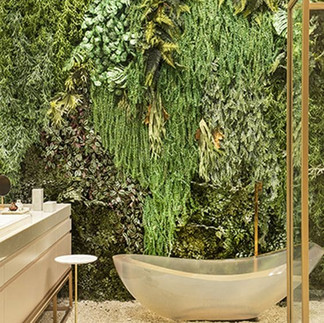 Image représentant un mur végétal stabilisé dans une décoration d’intérieur.