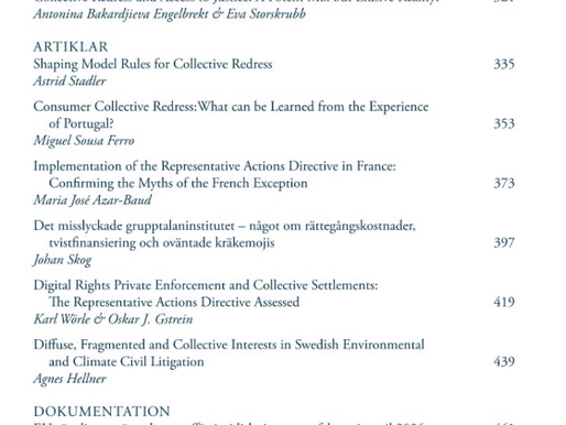Actions représentatives en France : une publication de Maria José Azar Baud dans l’Europarättslig Tidskrift