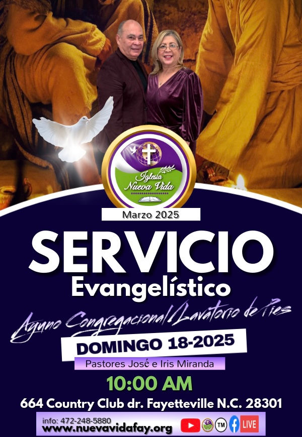 Servicio Evangelístico/Ayuno Congregacional /Lavatorio de Pies