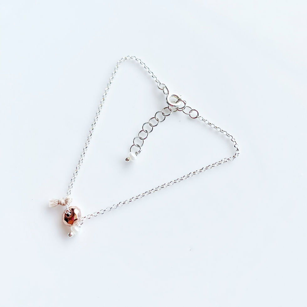 Bracciale argento con ematite rosè e micro perla d'acqua dolce