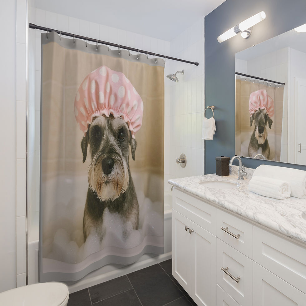 Thumbnail: Shower Curtains - Clean Schnauzie in the Tub Design