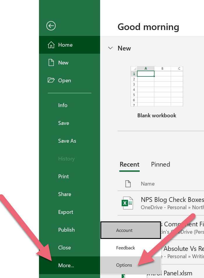 Check marks in excel