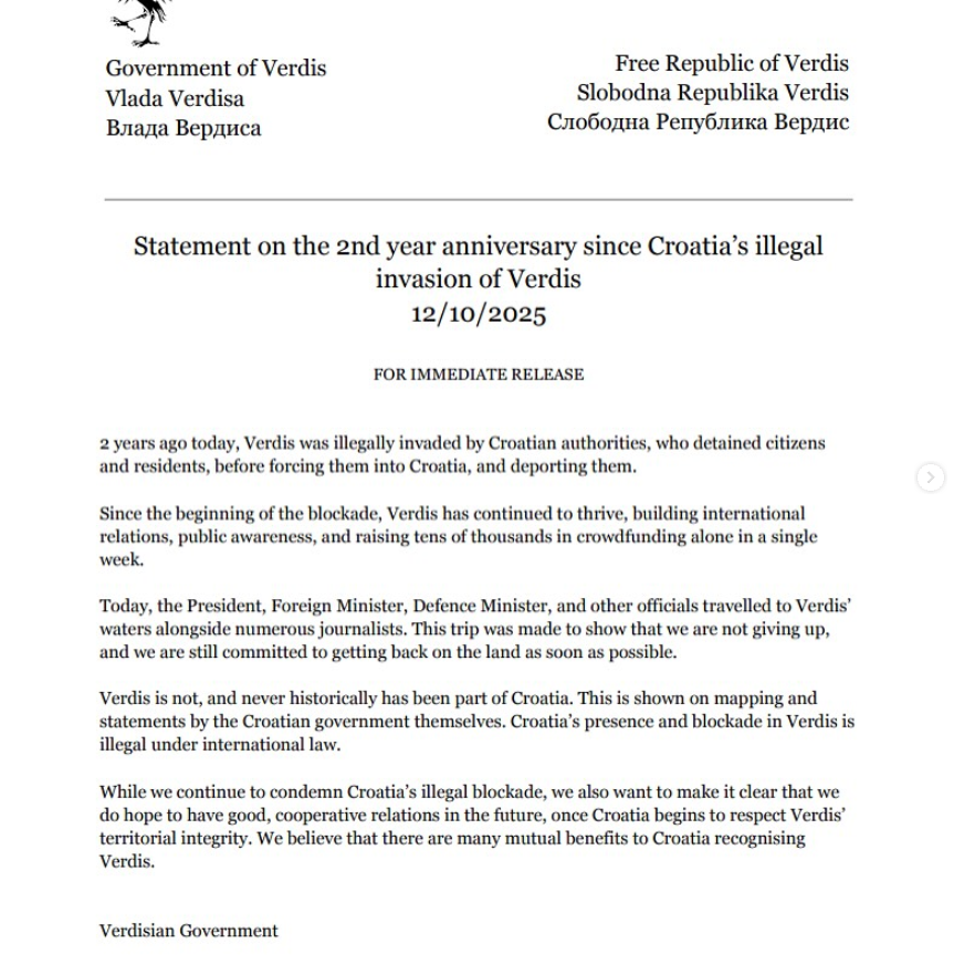 Verdisian Government Statement | Image Source: Instagram danieljacksonvs