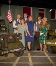 World war two themed dance event, people posing for pictures