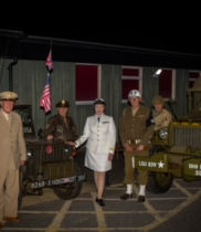 World war two themed dance event, people posing for pictures