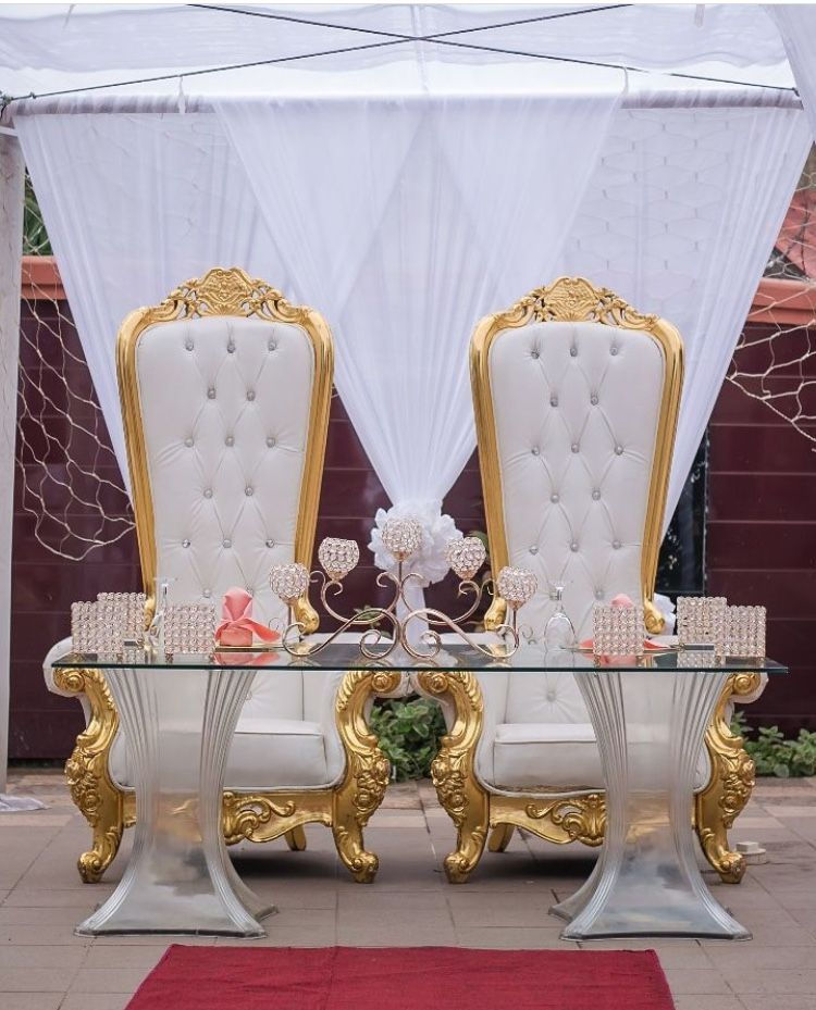 Thumbnail: Royal Gold & Ivory Throne Chair