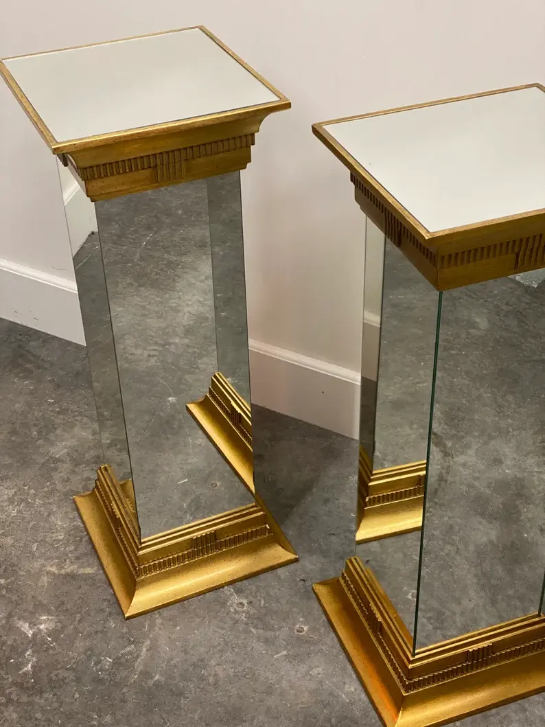 Thumbnail: Rare Pair Of Mirrored Plinths By Deknudt, 1980s