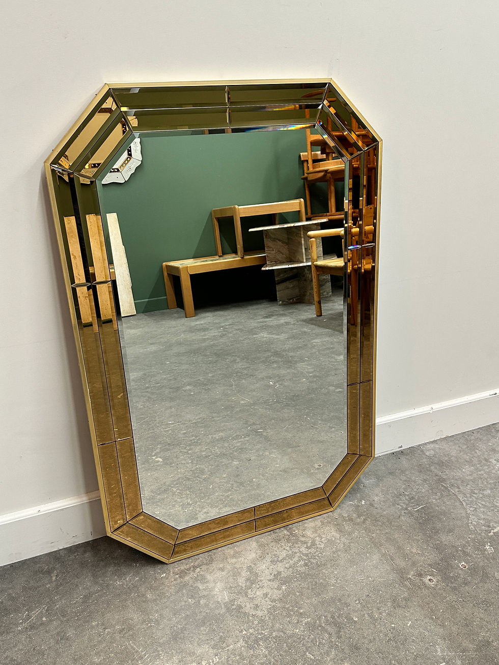 Thumbnail: Octagonal Wall Mirror with Faceted Stained Glass Rim from Schöninger, 1970s. Ger