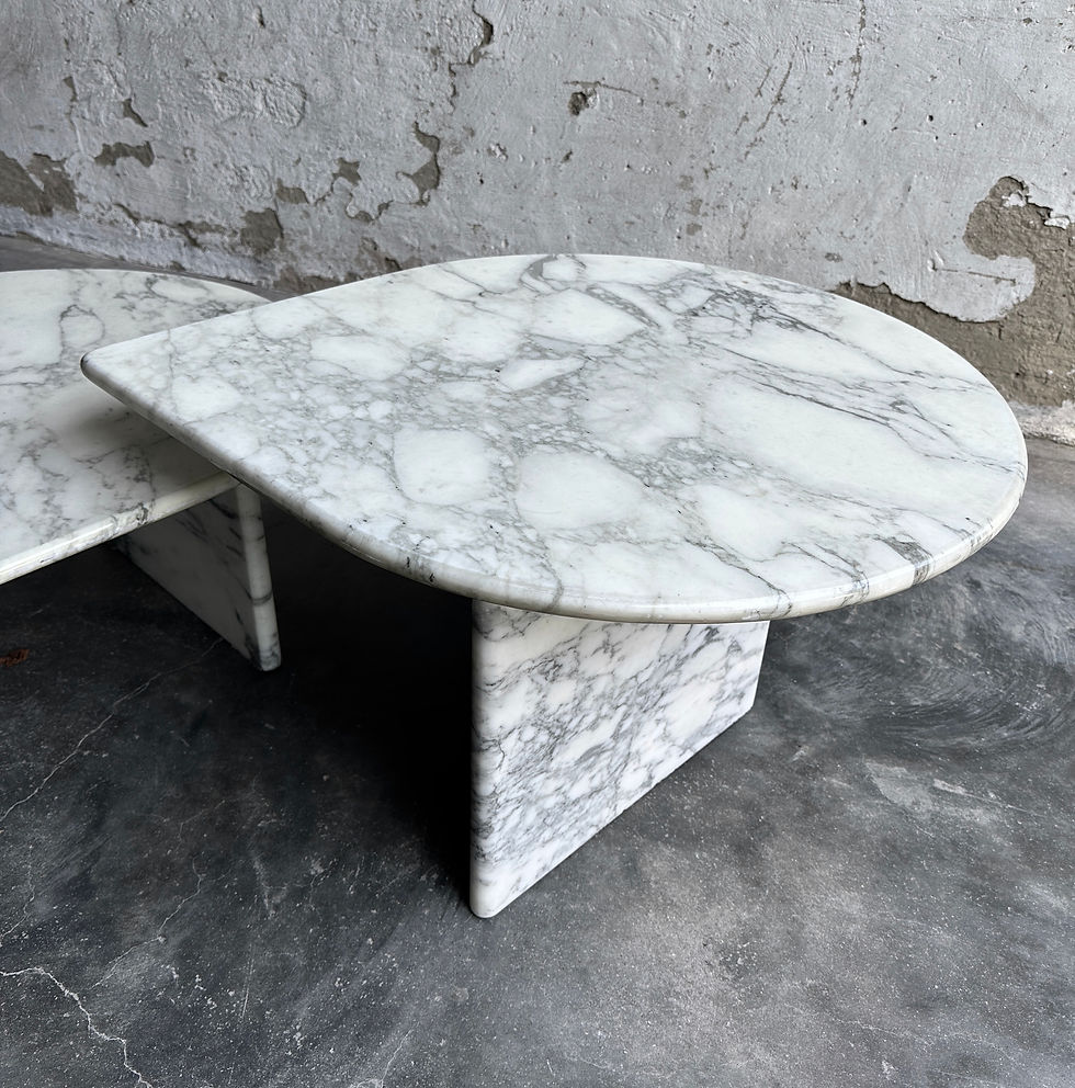Thumbnail: Vintage Set of 2 Teardrop Carrara marble coffee tables, Italy, 1970s
