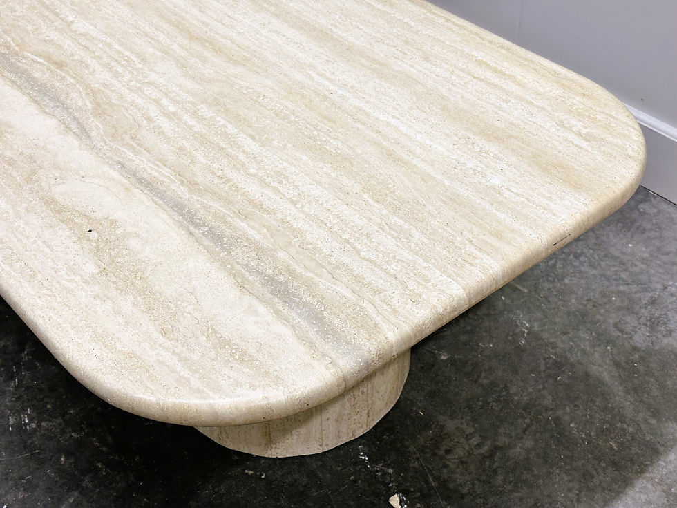 Thumbnail: Vintage Rectangular Travertine Coffee Table with rounded Corners, 1970s