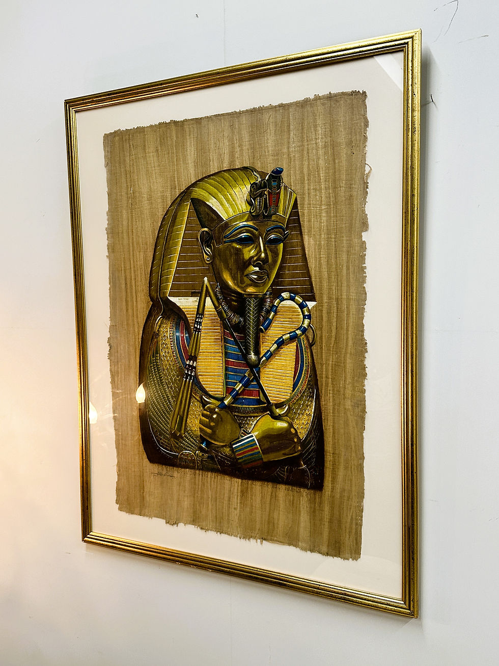 Thumbnail: Large Original Signed Painting of Toethanchamon on Egyptian Papyrus, 1980s.